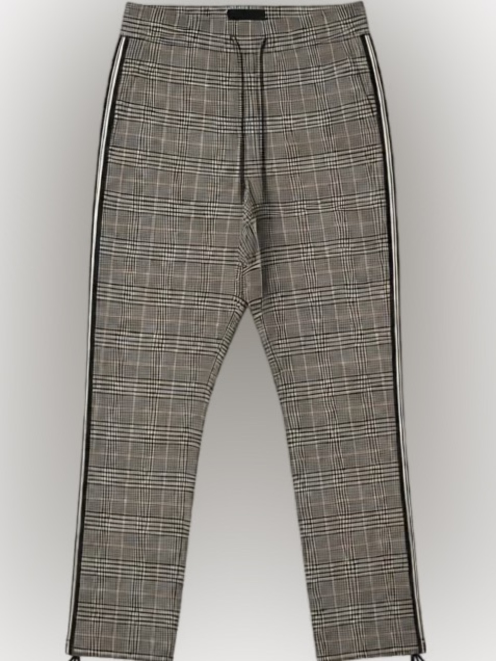 Tom Taylor Plaid Side-Stripe Pants - Gray
